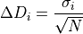 \Delta D_i = \frac{\sigma_i}{\sqrt{N}}